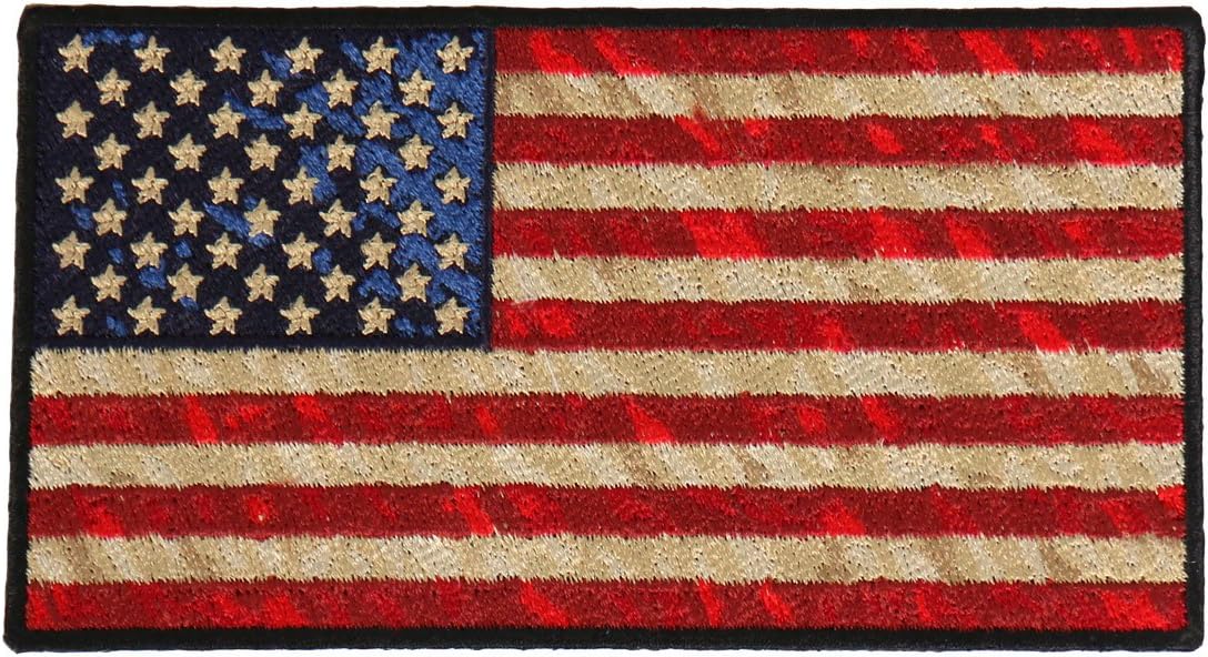American U.S. Flag Distressed Look Large 10" x 6" Iron or Sew On Back Patch