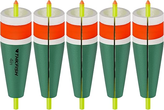 THKFISH 5PCS Fishing Bobbers Slotted, Weighted Fishing Floats, Bobbers