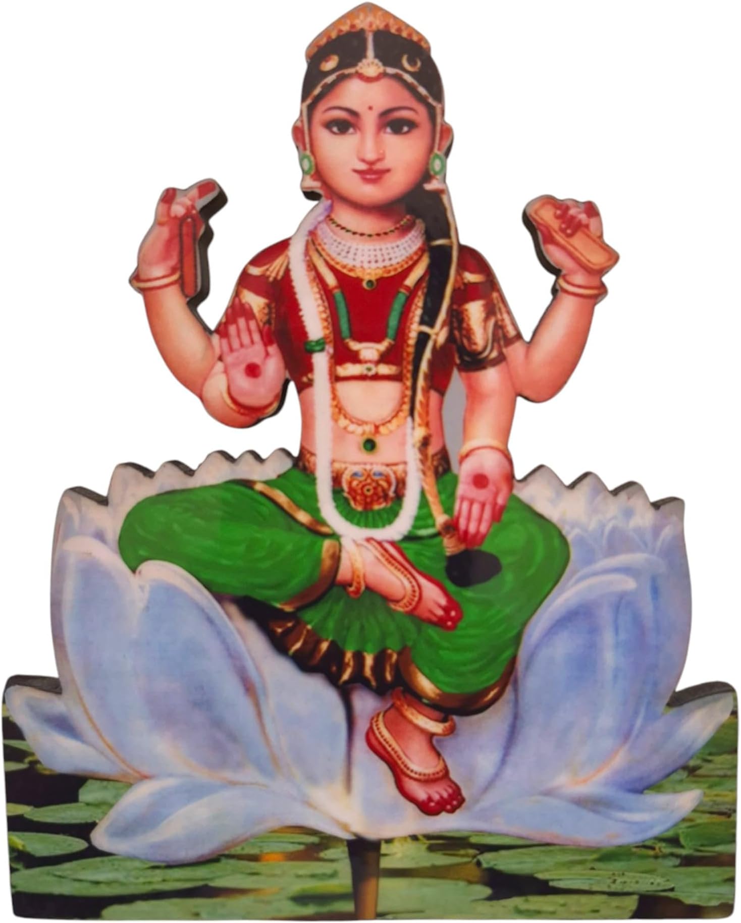 Vils Sri Bala Tripura Sundari Divine Holy Blessing Wood & Plastic Photo Frame Cutout with Backstand for Pooja/Gift (4.5 inch X 6 inch)