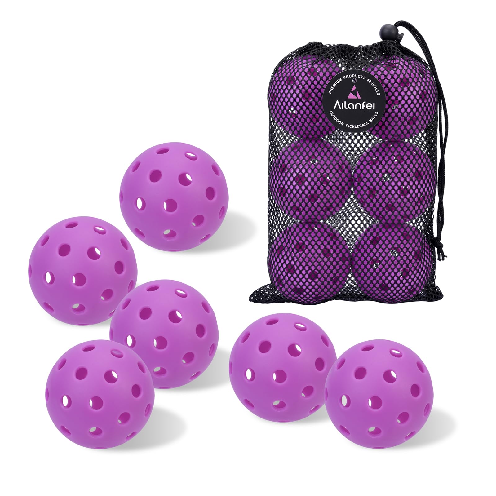 Pickleball Balls 6 Pack | 12 Pack- 40 Holes Outdoor Pickleball with Bag, Perfectly Balanced, High Bounce, Crack-Resistance，USAPA Standard - Multiple Colors