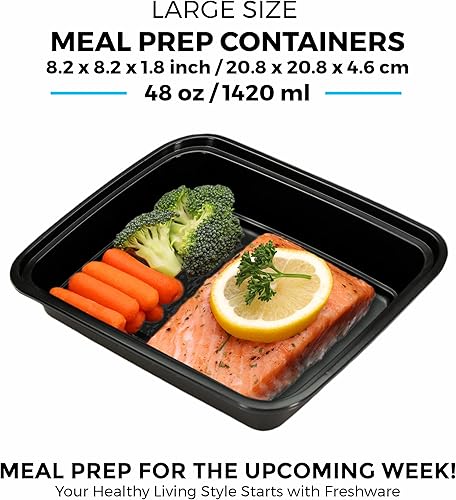 Miniatura 4 de Freshware Contenedores de preparación de comidas paquete de 20 recipientes de almacenamiento de alimentos con tapas, caja Bento, apilables, aptos