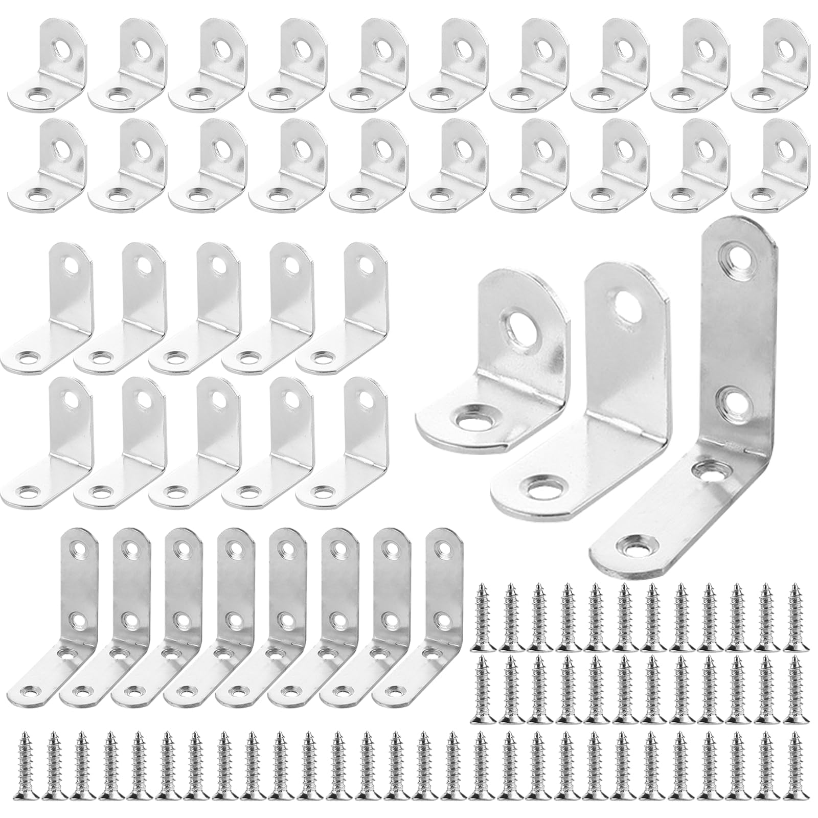 38PCS L Brackets Set, Right Angle Corner Braces, Furniture Support Plates
