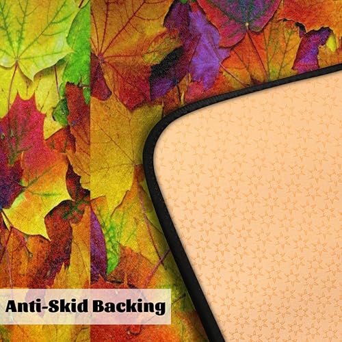 Miniatura 4 de QsirBC Colorful Maple Leaves Absorbent Microfiber Kitchen Rugs Non Slip Floor Mat Cushioned 39"x20" Anti-Fatigue Kitchen Rug Standing Mat Doormat