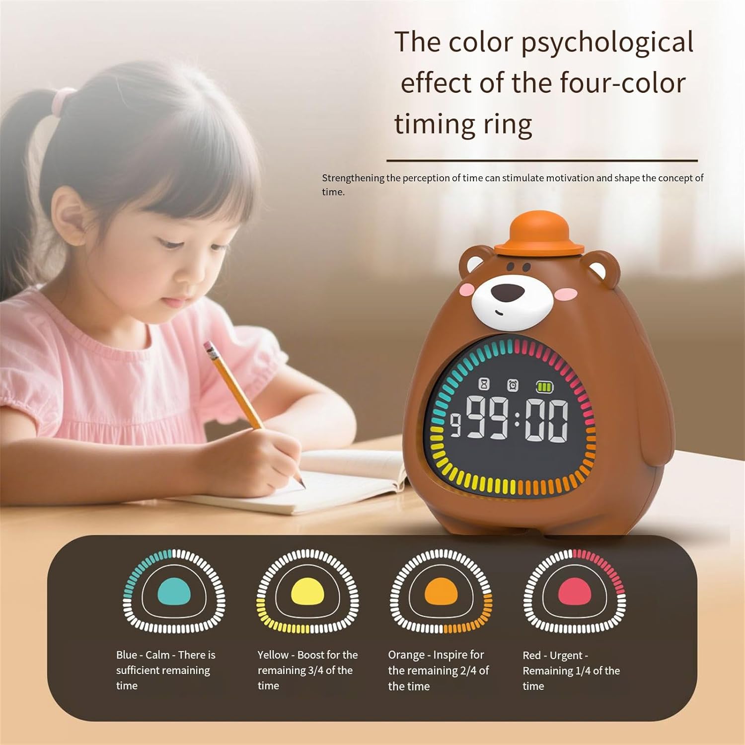 Multifunctional Bear Shape Alarm Clock Nightlight Timer Soft Glows Silicones PVC for Bedroom Home Nursery Timer Function Bedroom Clock