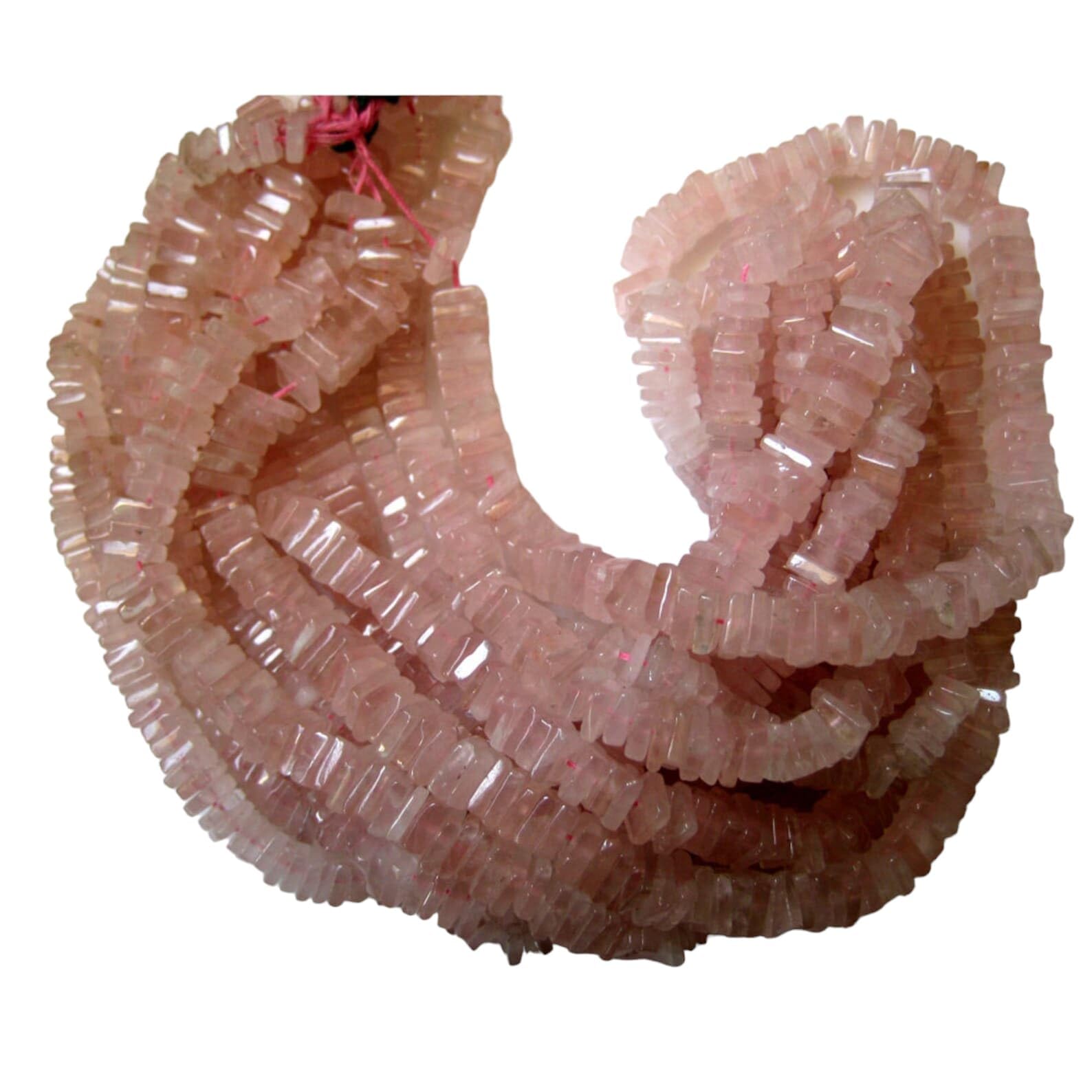 Quartz rose pour bijoux en perles Heishi 6mm, perles roses carrées 8 à 16 po
