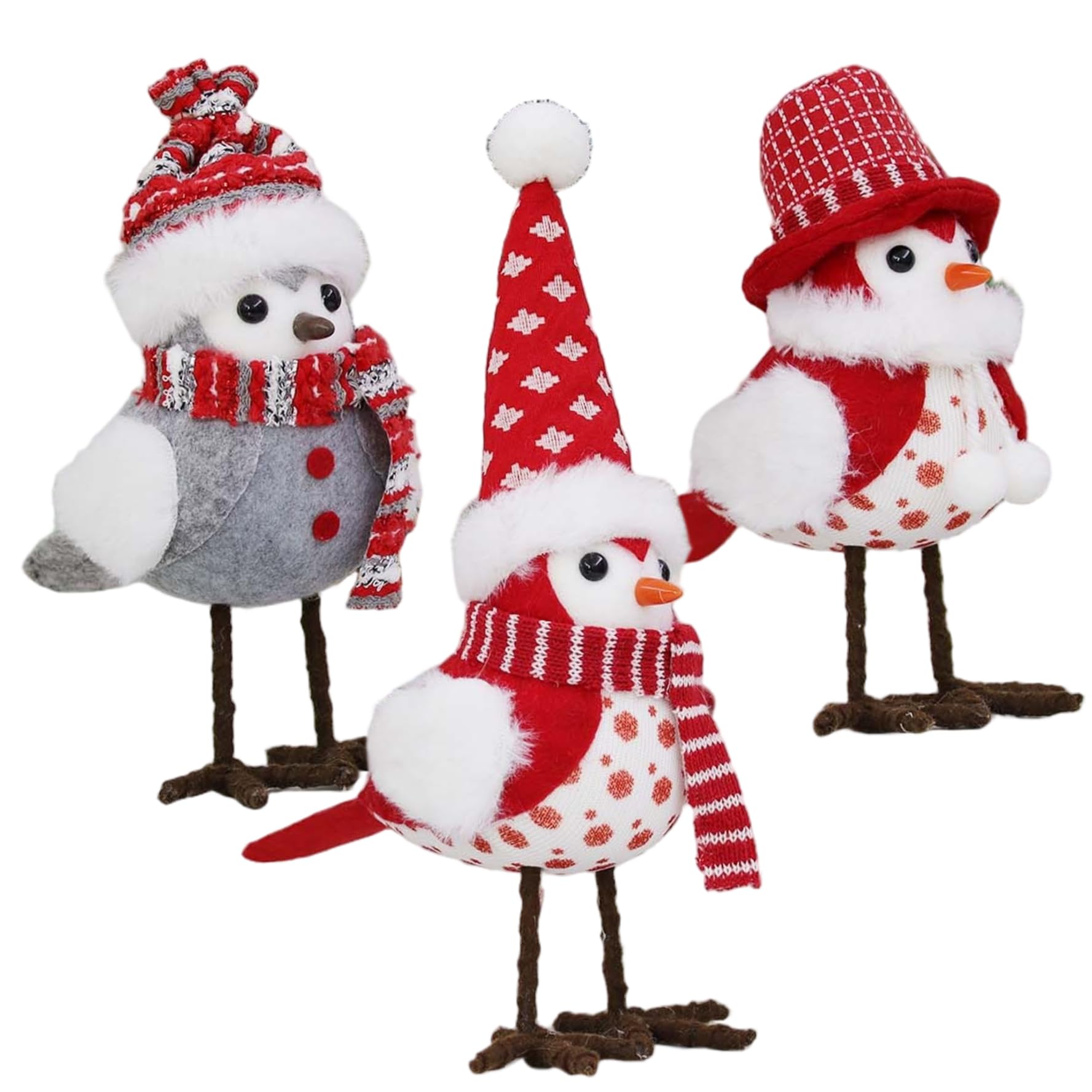 Oiseux en peluche de Noël déco table et cheminée atmosphère festive x3