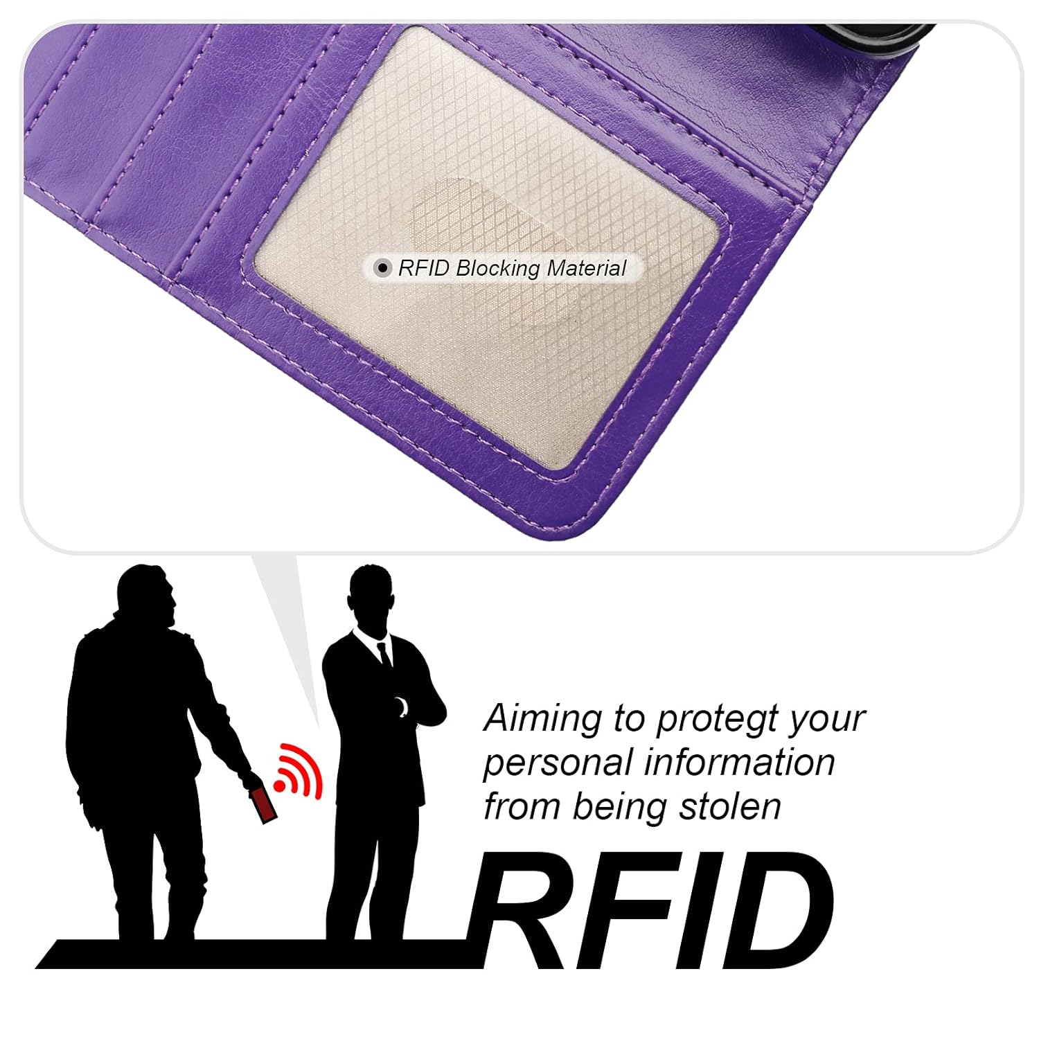 Bocasal Detachable Wallet Case for iPhone 17 Pro Max RFID Blocking - Purple - Image 4