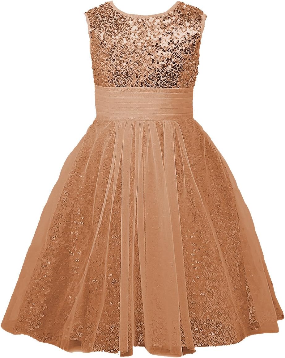 Sequin Baby Flower Girl's Dresses Occasion Dresses Long Size18M Rosegold