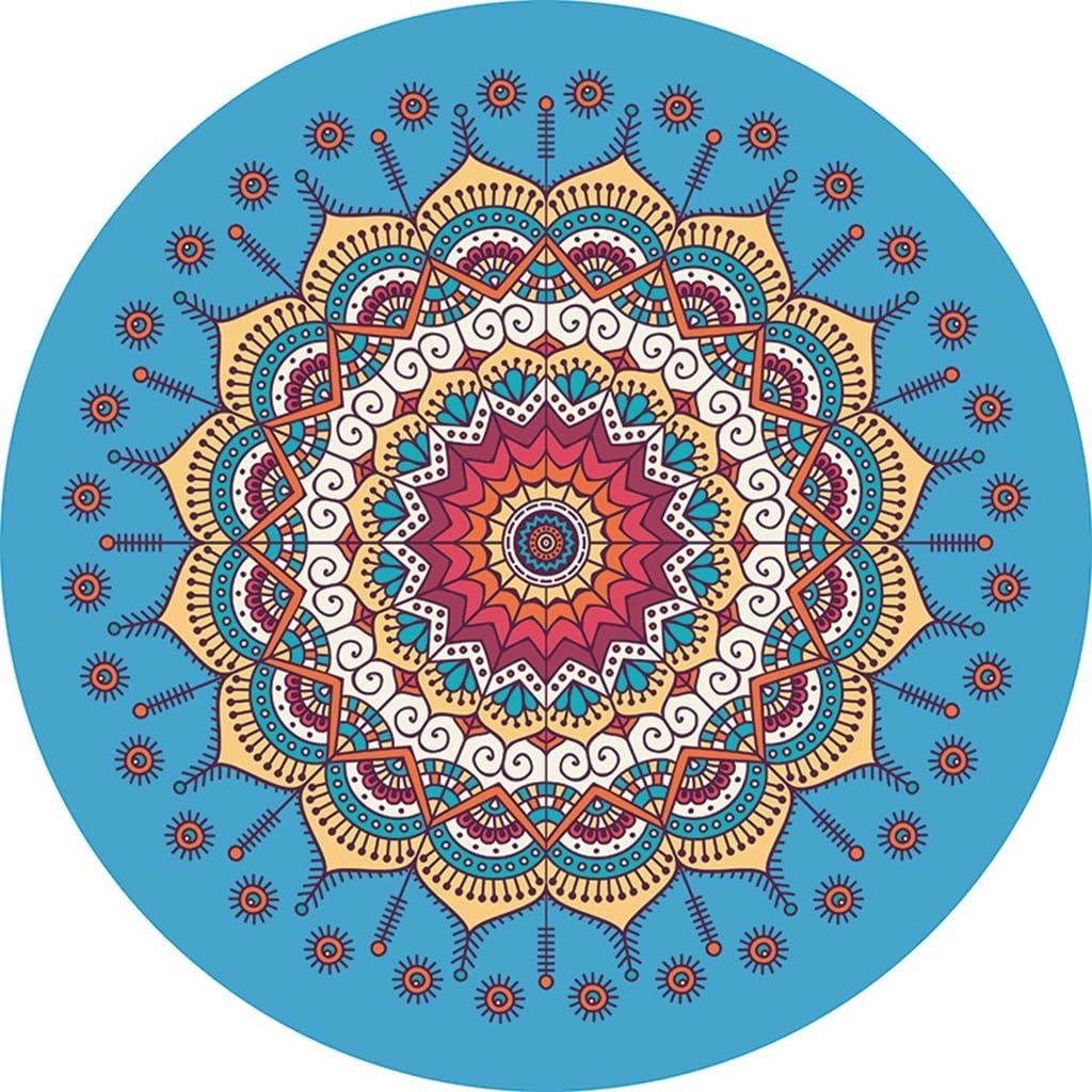 RajoNN Tappetino da Yoga Stampato Premium Tappetino da Meditazione Antiscivolo Mandala Tappetino da Meditazione Spesso 5 mm 55 * 55 Pollici per Pilates, Sport all'Aria Aperta