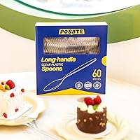 Vista 6 de POSATE Cucharas de plástico de 7.1 pulgadas (60 unidades), cucharas desechables transparentes resistentes