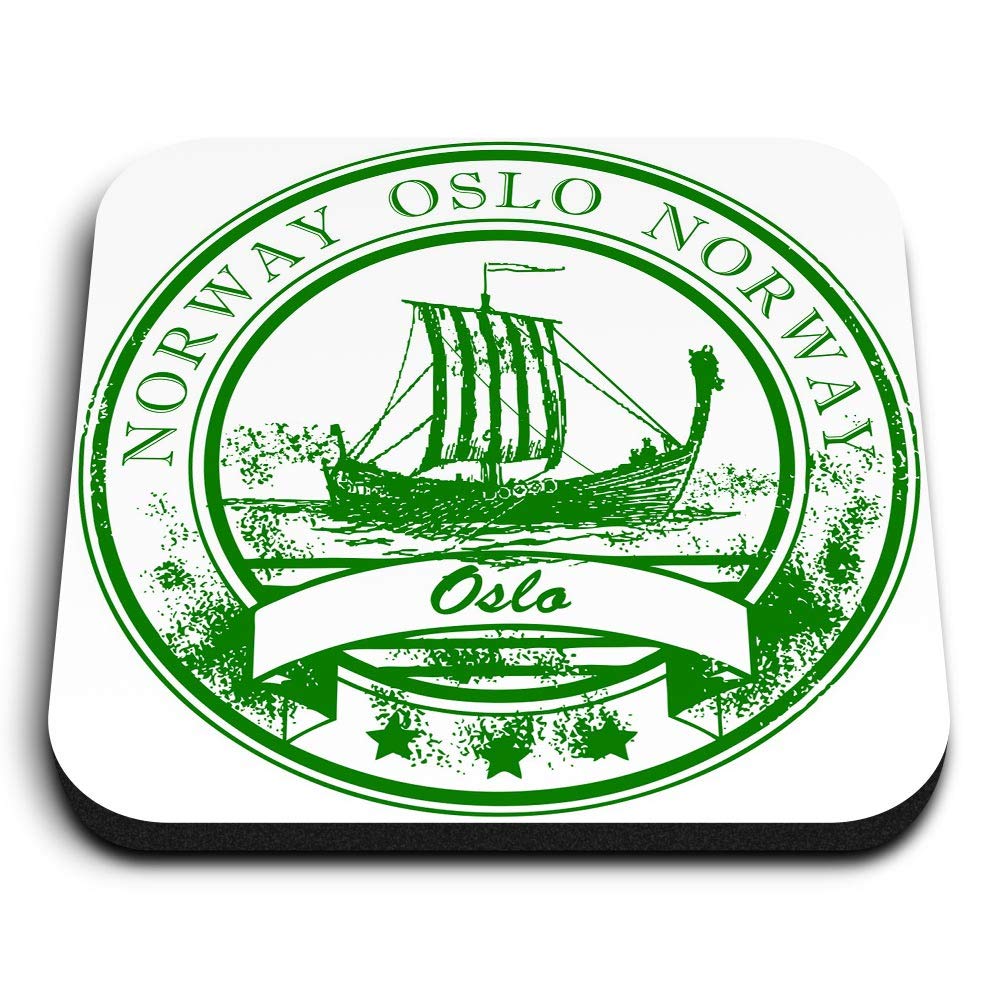 Destination Vinyl Ltd Multicolor 1 X Square Mdf Fridge Magnet - Oslo Norway Norweigan Travel Stamp 5931