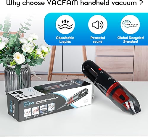 Miniatura 5 de Aspiradora de mano inalámbrica Mini aspiradora de automóvil, ultraligera de 1.2 libras, potente potencia de succión con cepillo para mascotas, carga