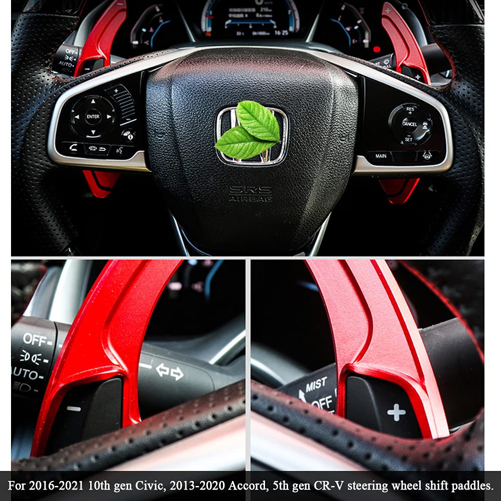 Rifoda for 10th Gen Civic Honda Accord CR-V Steering Wheel Shifter Paddlers Extension fit for civic 2016-2021,2013-2020 Accord Aluminium Alloy Shift Paddle Interior Decoration Accessories 2PCS(Black)