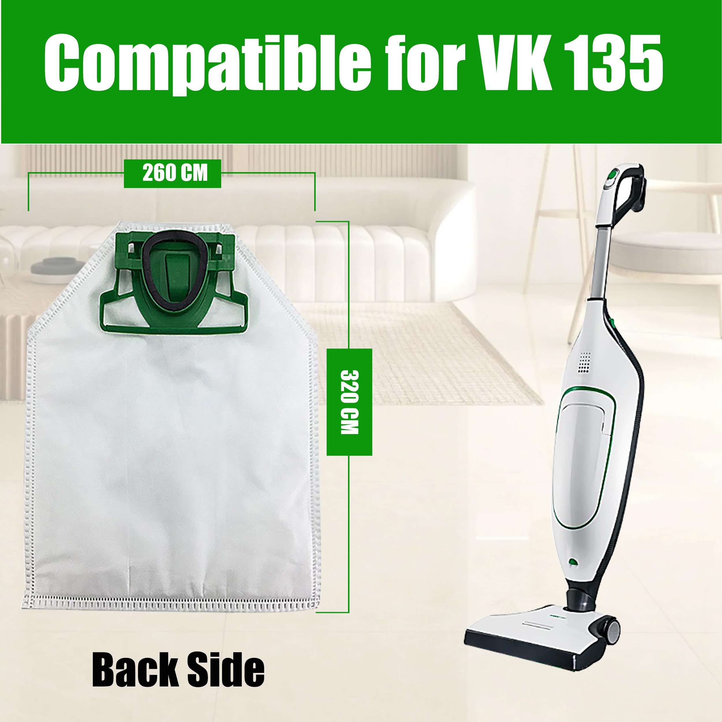 Kit 12 Sacchetti compatibile per Folletto VK200 VK220S FP 220 FP 220S | 12 Sacchetti Aspirapolvere Microfibra a 5 Strati con 2 Filtro Motore e Spazzolino