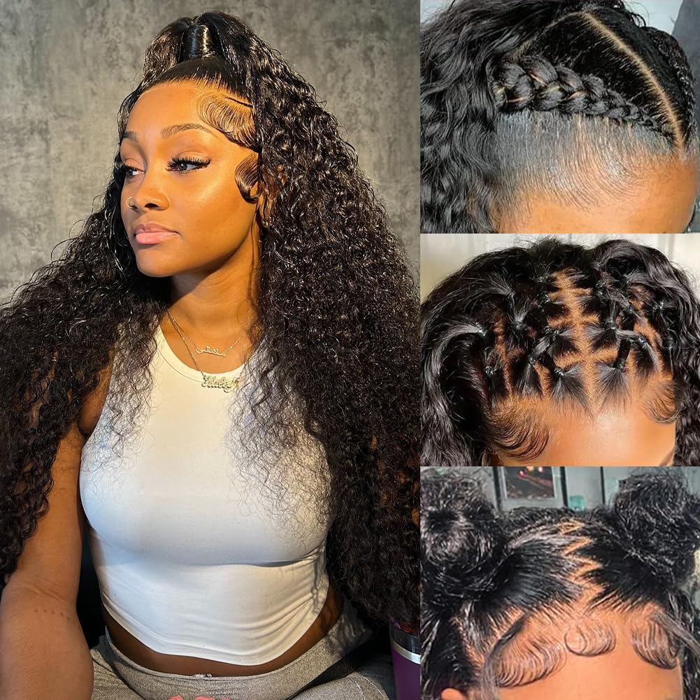 Water Wave Lace Front Wigs Human Hair 13×6 HD Lace Front Wigs Human Hair 200% Density Wet and Wavy Lace Front Wigs Human Hair 26 Inch Glueless Deep Wave Lace Front Wigs Pre Plucked Bleached Knots