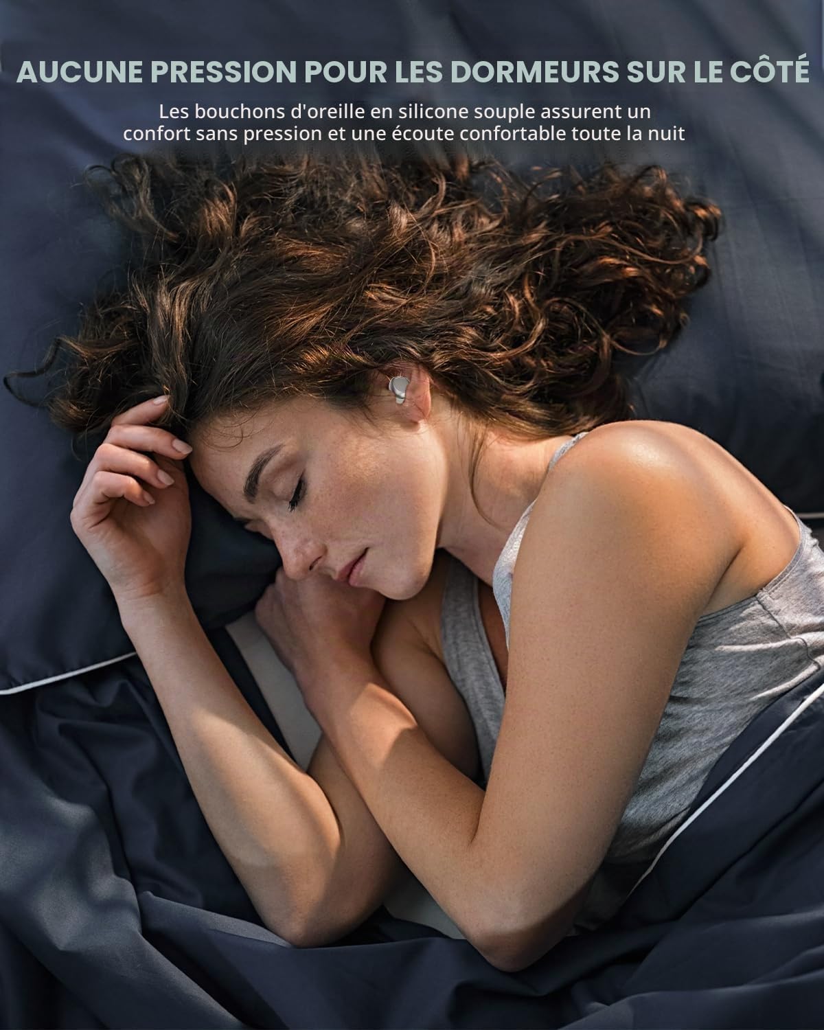 ANSTEN Casque de sommeil Bluetooth 5.4 - Écouteurs intra-auriculaires à réduction du bruit - Pour dormir sur le côté - 48 heures d'autonomie de la batterie - Écouteurs sans fil pour le sommeil