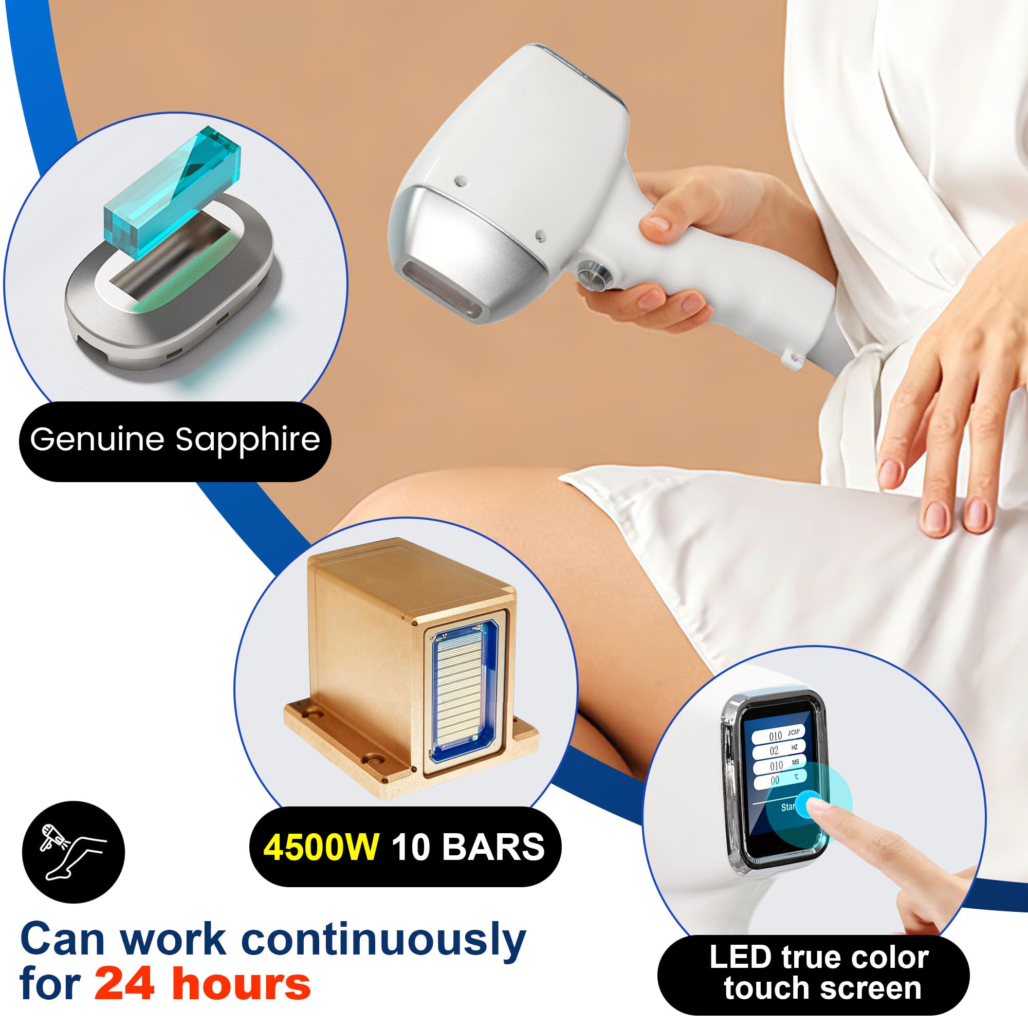 10Barre Epilazione laser 2 in 1 Rimozione tatuaggi con laser Pico Bianco | 755nm/808nm/940nm/1064nm Rimuovere i peli superflui da tutto il corpo Uso personale e commerciale