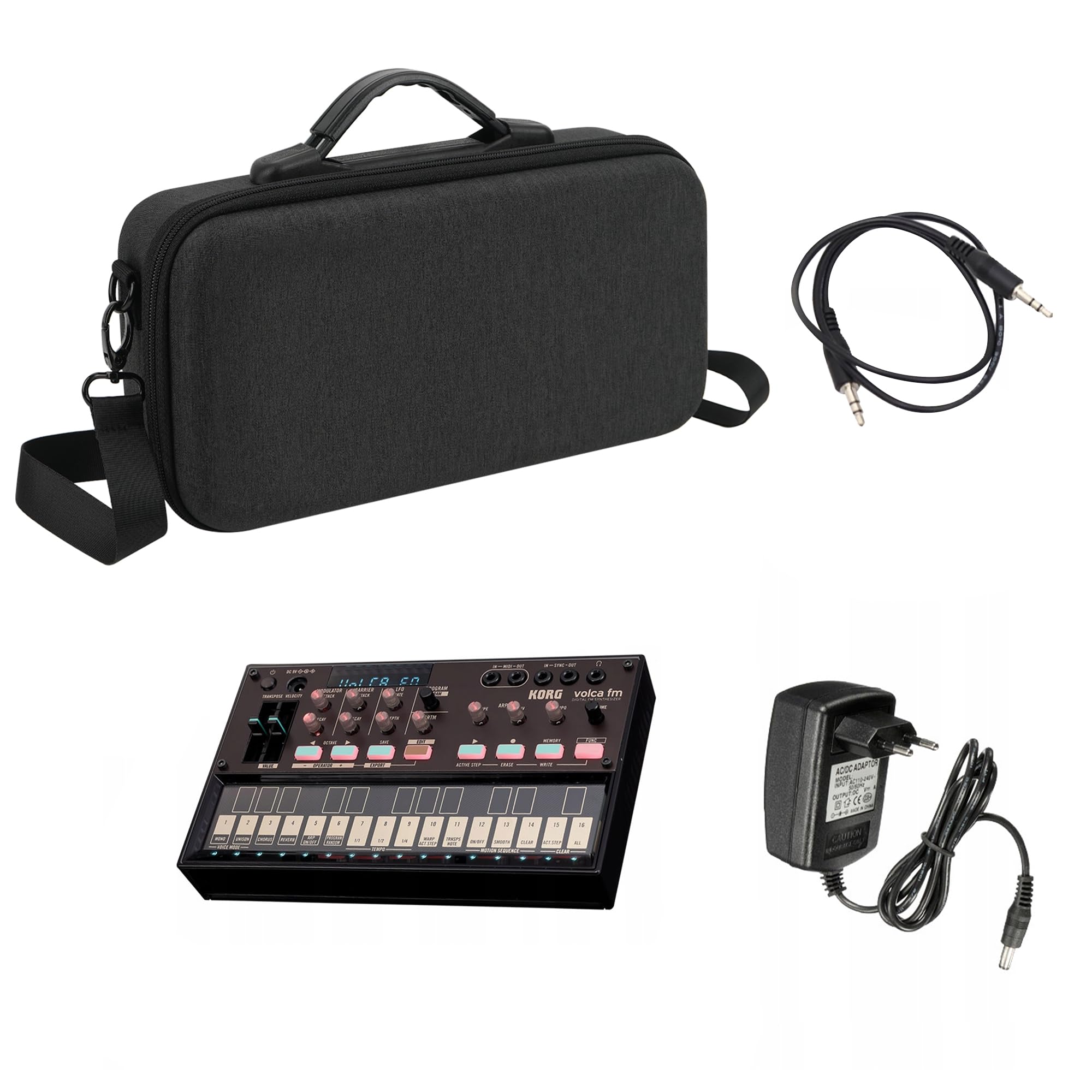 GEEKRIA Tragetasche für Audio-Interfaces, kompatibel mit Korg Volca Drum/Volca Keys/Volca Beats/Volca FM2/Volca Sample 2/Volca Bass, EVA-Hartschale, tragbare Reisetasche (dunkelgrau)