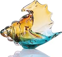 DOVDOV Hand-Blown Glass Conch Sculpture - Unique Coastal Seashell Decor for Living Room, Tabletop, Shelf & Gifts