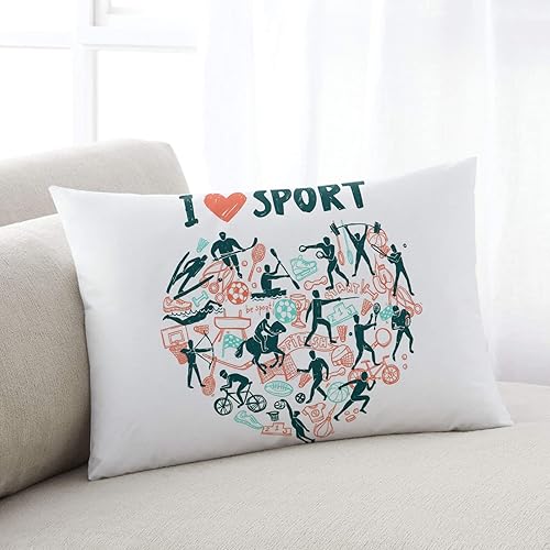 Miniatura 2 de Healthy Sports Decorative Throw Pillow Covers 12x20inch, Ultra Soft Cool Pillow Cover for Couch Sofa, Double Satin Cushion Pillow - I Love Sport