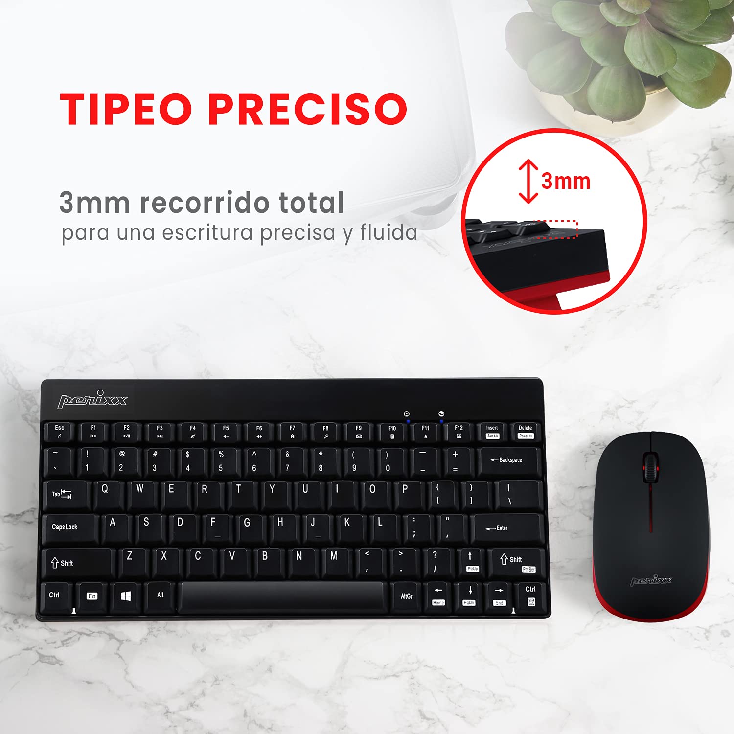 PERIDUO-712B ES Combo de teclado y mouse inalámbricos - Negro - QWERTY 6