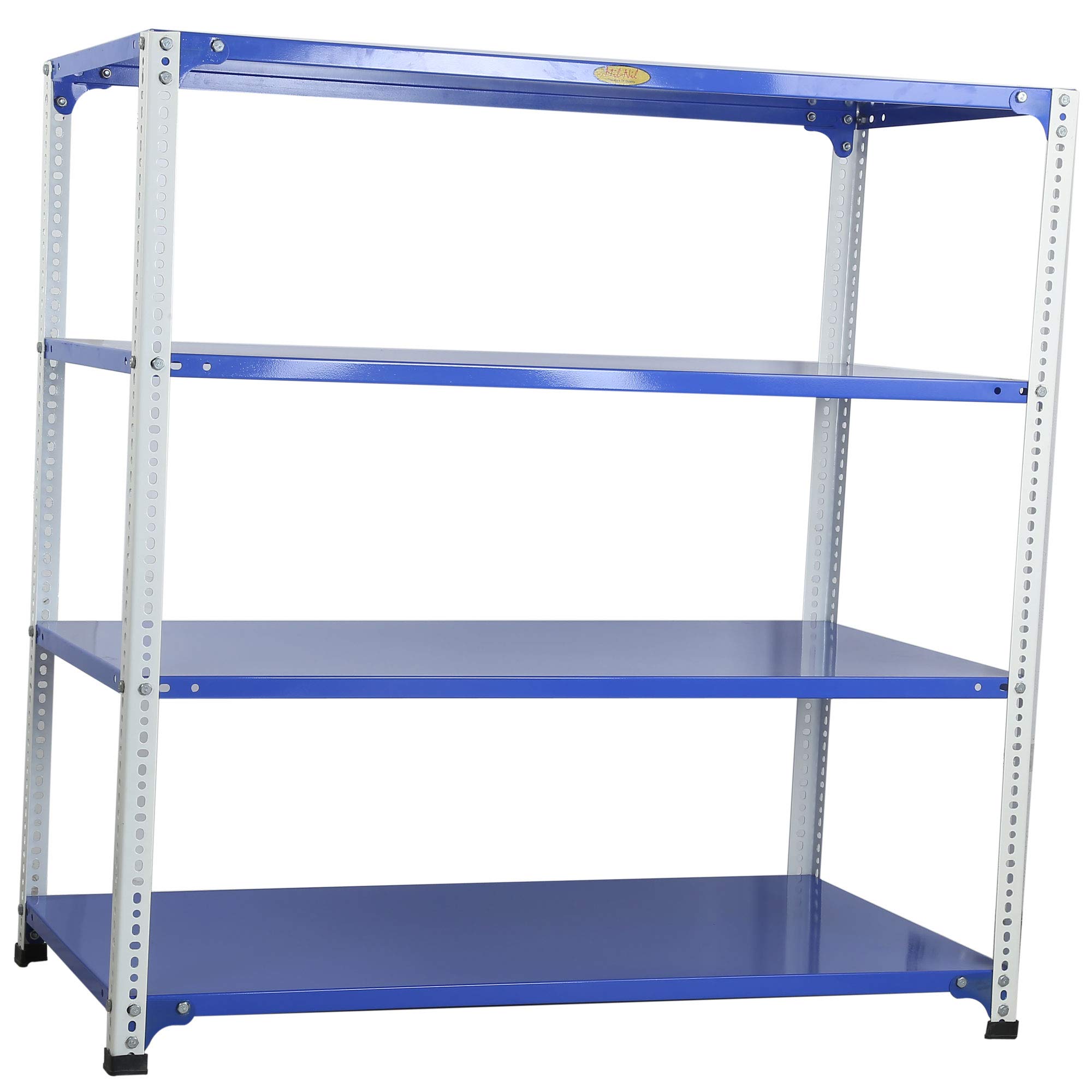Mil-Nil Prime CRC Sheet 4 Shelf Multipurpose Slotted Angle Rack, 48 x 47 x 24 Inch, 18 Gauge (Blue-White) Powder Coated-image-44