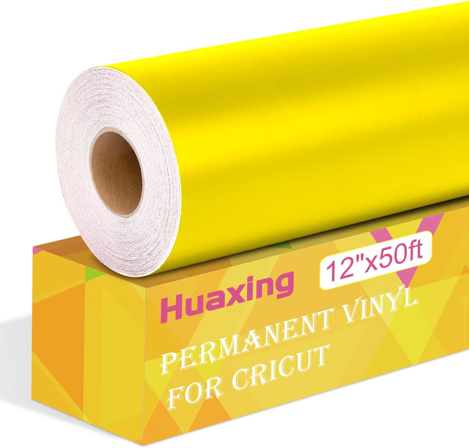 Huaxing Matte Yellow Permanent Vinyl for Cricut, 12" x 50FT Permanent Adhesive Vinyl Roll for Cricut, Silhouette, Cameo Cutters, Signs, Craft Die Cutters