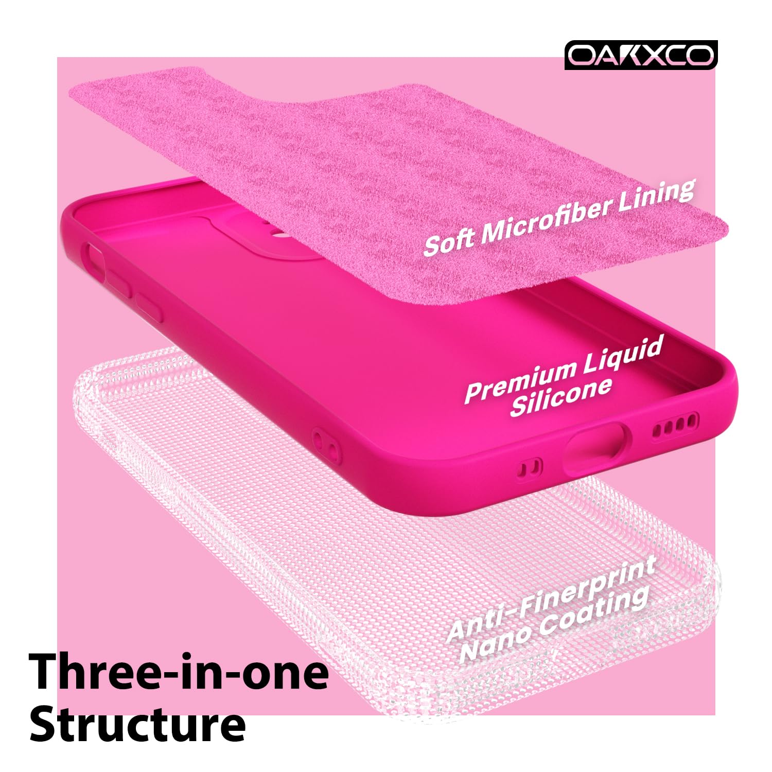 oakxco for iPhone 17 Pro Max Phone Case Liquid Silicone, Cute Thin Slim Grip Soft Rubber Gel for Women Men, Smooth Matte TPU Plain Solid Color Girly Simple Case with Camera Cover, Light Pink — view 1806