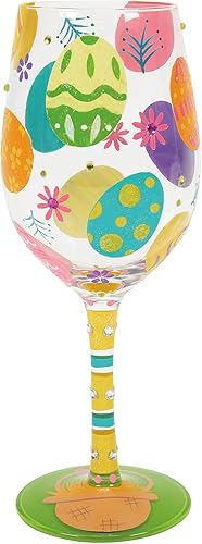 Enesco Designs by Lolita Easter Bunny - Vaso de vino artesanal pintado a mano, 15 onzas, multicolor