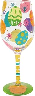 Enesco Designs by Lolita Easter Bunny's Booty Hand-Painted Artisan Wine Glass, 15 Ounce, Multicolor