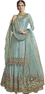 JINIMART® Women's Net Semi Stitched Anarkali Salwar Suit (eid Plazzo Suit_SF201-14no Maroon1 Free Size)