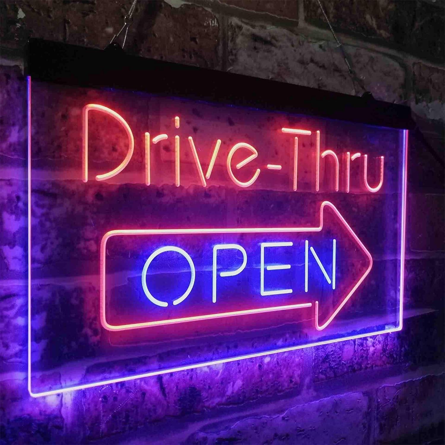 ADVPRO Drive Thru Open Arrow Right Dual Color LED Neon Sign Red & Blue 24 x 16 Inches st6s64-i3886-rb
