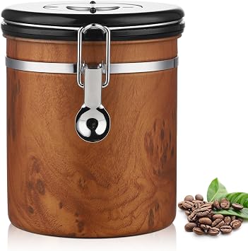 Bincoo Airtight Coffee Canister with Date Tracker - Holds a Full 1LB Bag of Beans Stainless Steel Container1.5L, One-Way Valve & Easy-Lock Lid for Coffee Beans, Tea, Sugar Storage