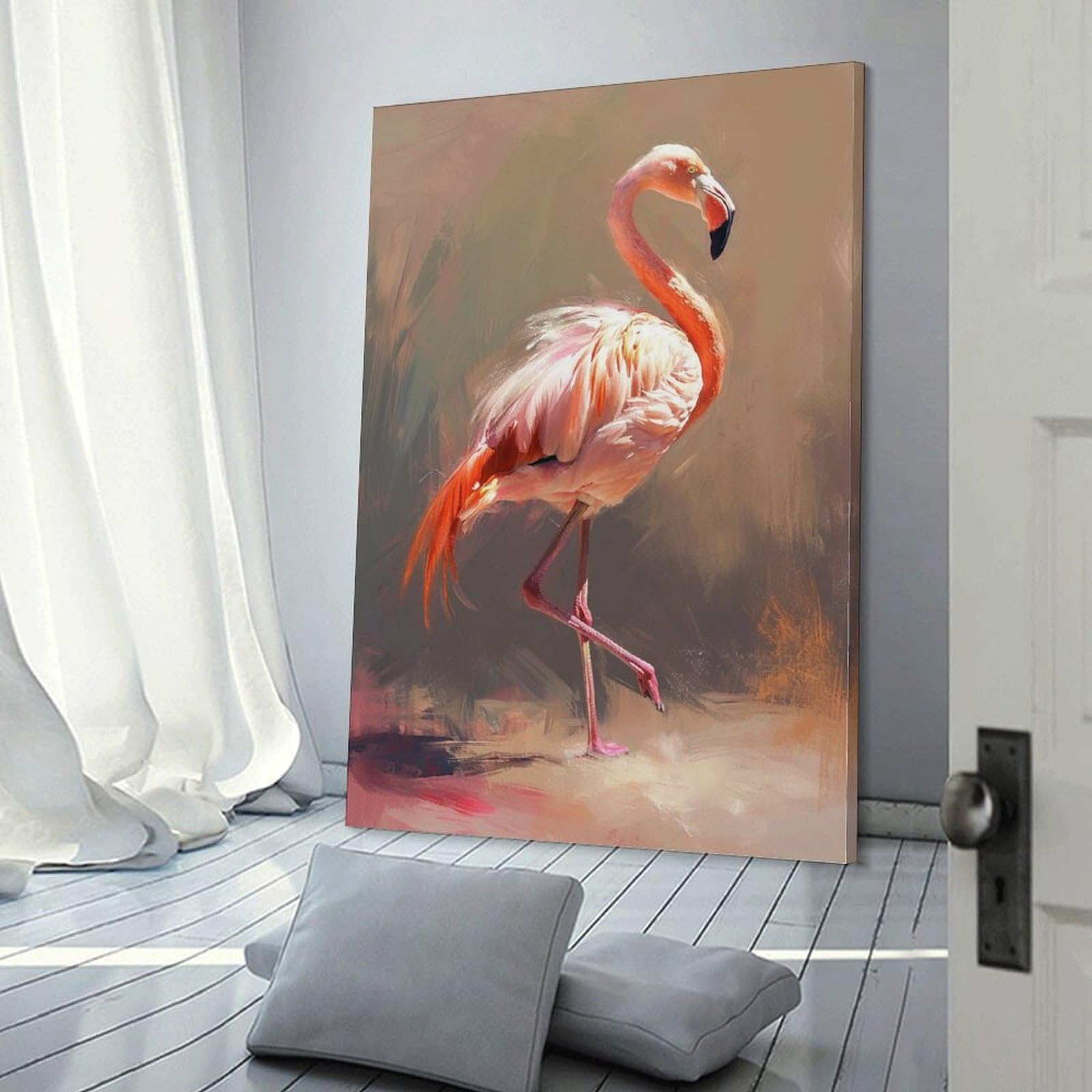 フラミンゴのアクリル画 大きめアート Amazon.co.jp: 絵画 フラミンゴインテリア 絵画 動物の油絵