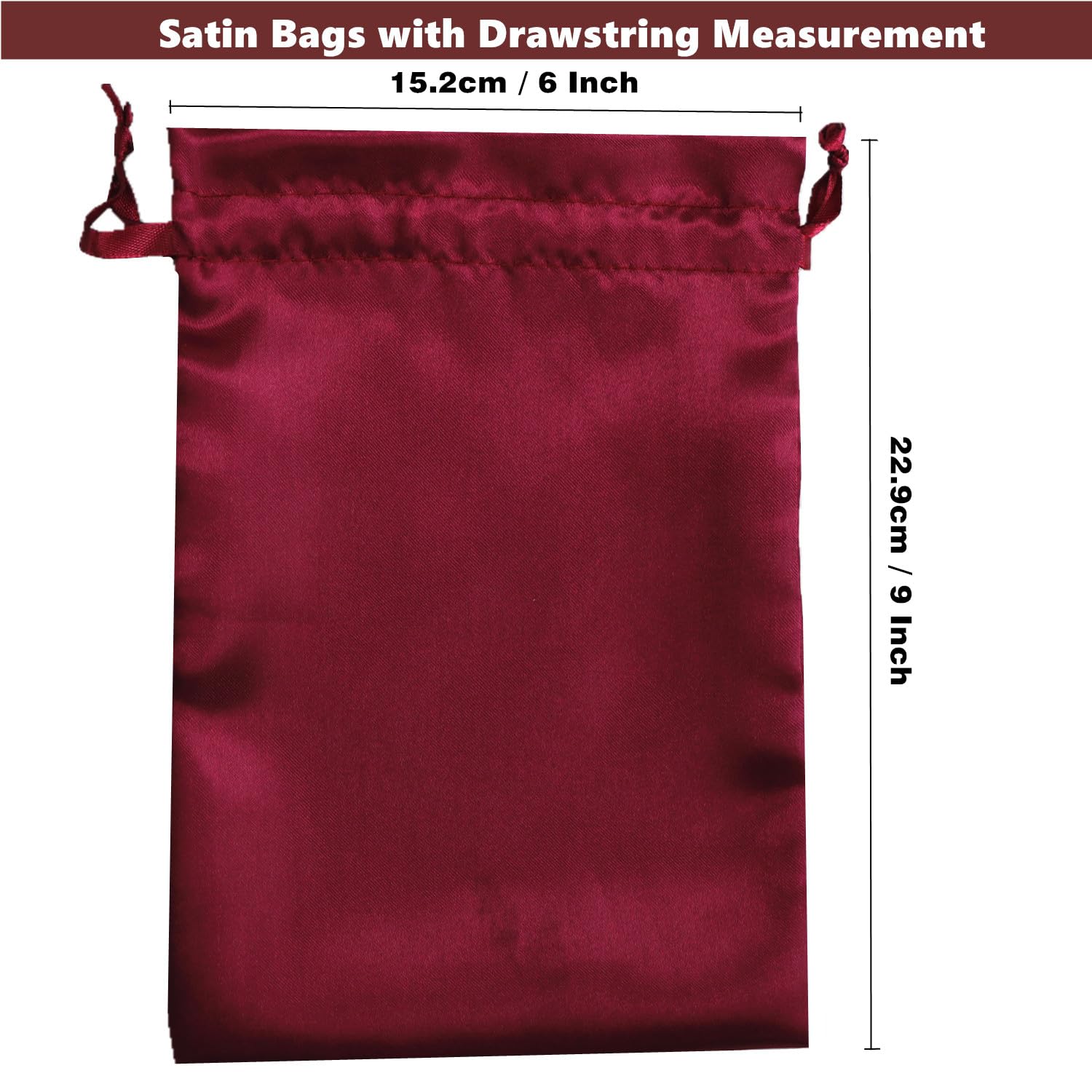 Gbateri Burgundy Satin Bags with Drawstring, 6x9 Inches, 35pcs Party Favor Bags for Baby Shower, Bridal Shower, Christmas