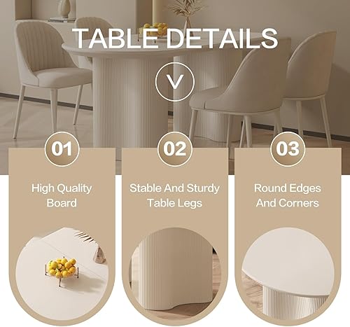 Miniatura 7 de Juego de mesa de comedor para 4, mesa de cocina moderna con 4 sillas, juego de mesa de comedor para cocina, comedor, hogar y oficina (mesa blanca de