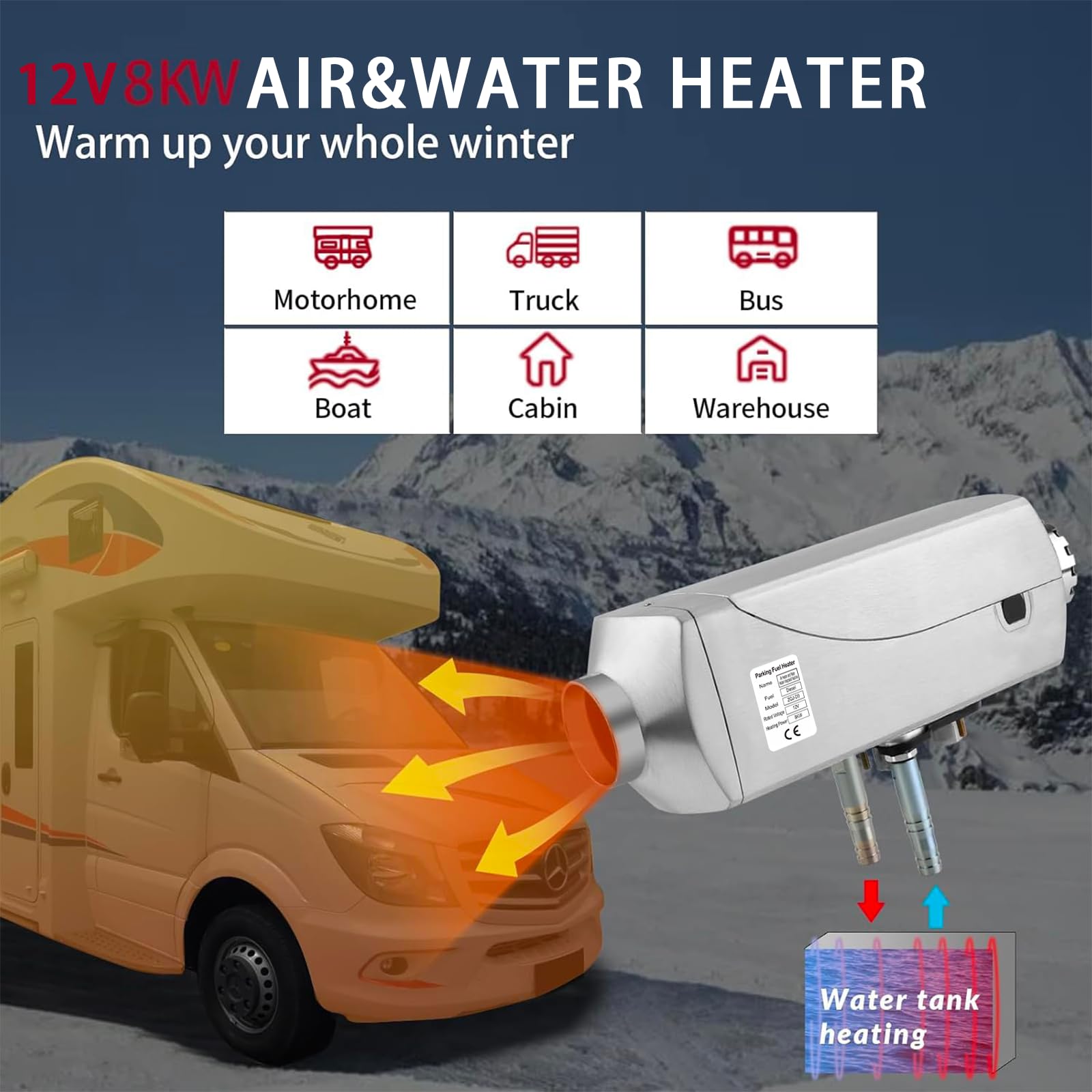 VEVOR Air Diesel Luchtverwarming 2KW-8KW, Dieselverwarming met LCD