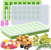 Vista 8 de AIERSA Moldes de Silicona para Cubos de Aceite Infusionado con Hierbas, 1 Pieza Bandeja Mini de Dulces Gomitas de 32 Cavidades, Moldes Cuadrados