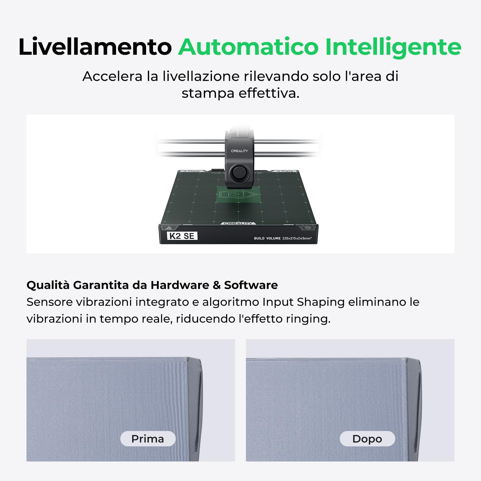 Creality K2 SE Combo Stampante 3D - Max Stampa 500mm/s, Leveling Automatico Totale, Stampa Multicolore con CFS, Telaio Metallo Solido, Estrusore Diretto, 220×215×245mm