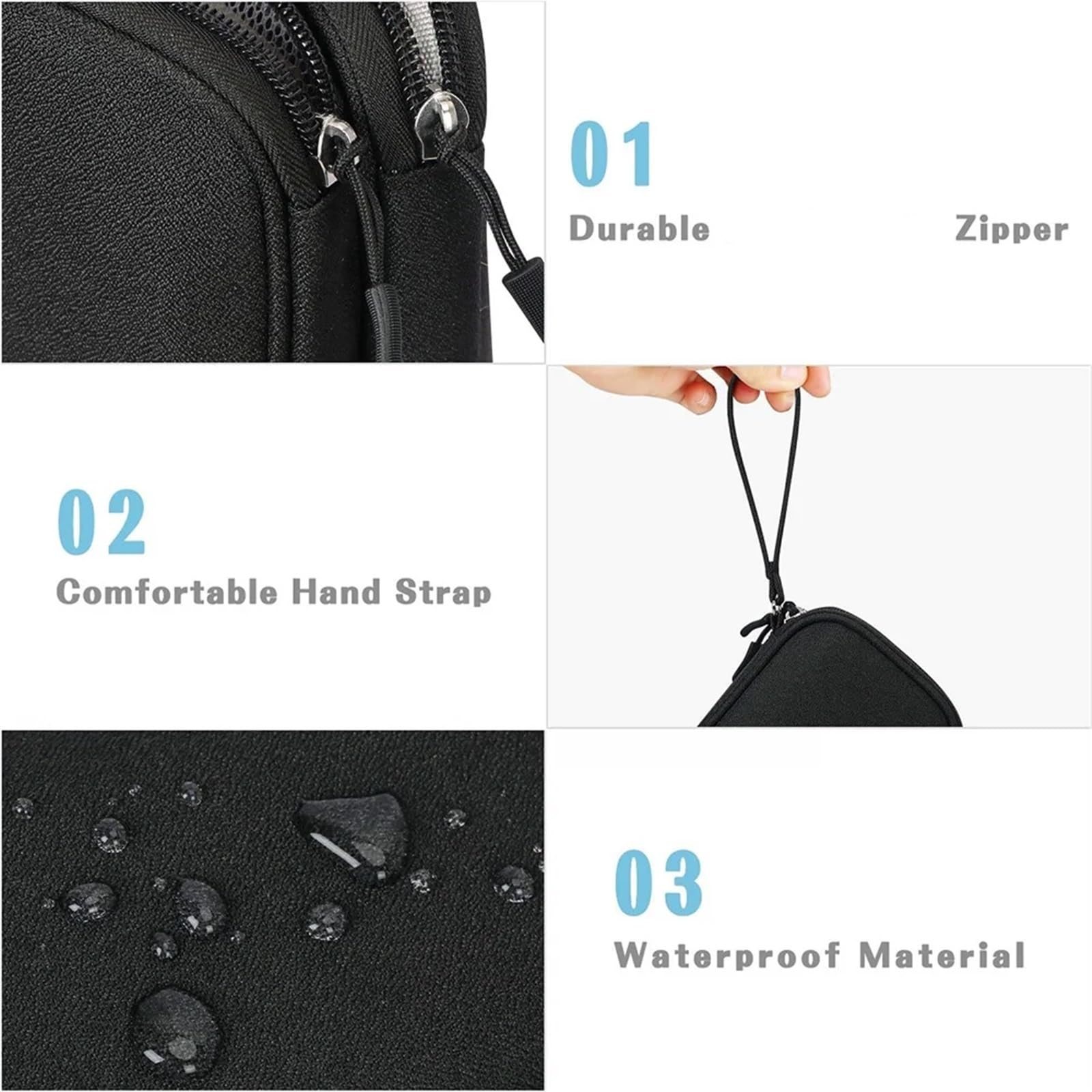 Borsa Organizzatore Cavo di stoccaggio elettronica viaggio | Impermeabile doppio strato(Black)