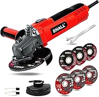 SHALL 7.5Amp 4-1/2 Inch Angle Grinder 12000 RPM: Powerful Corded Tool with 2 Guards, 3 Cutting Wheels, 3 Flap Discs for Metal Wood Grinding