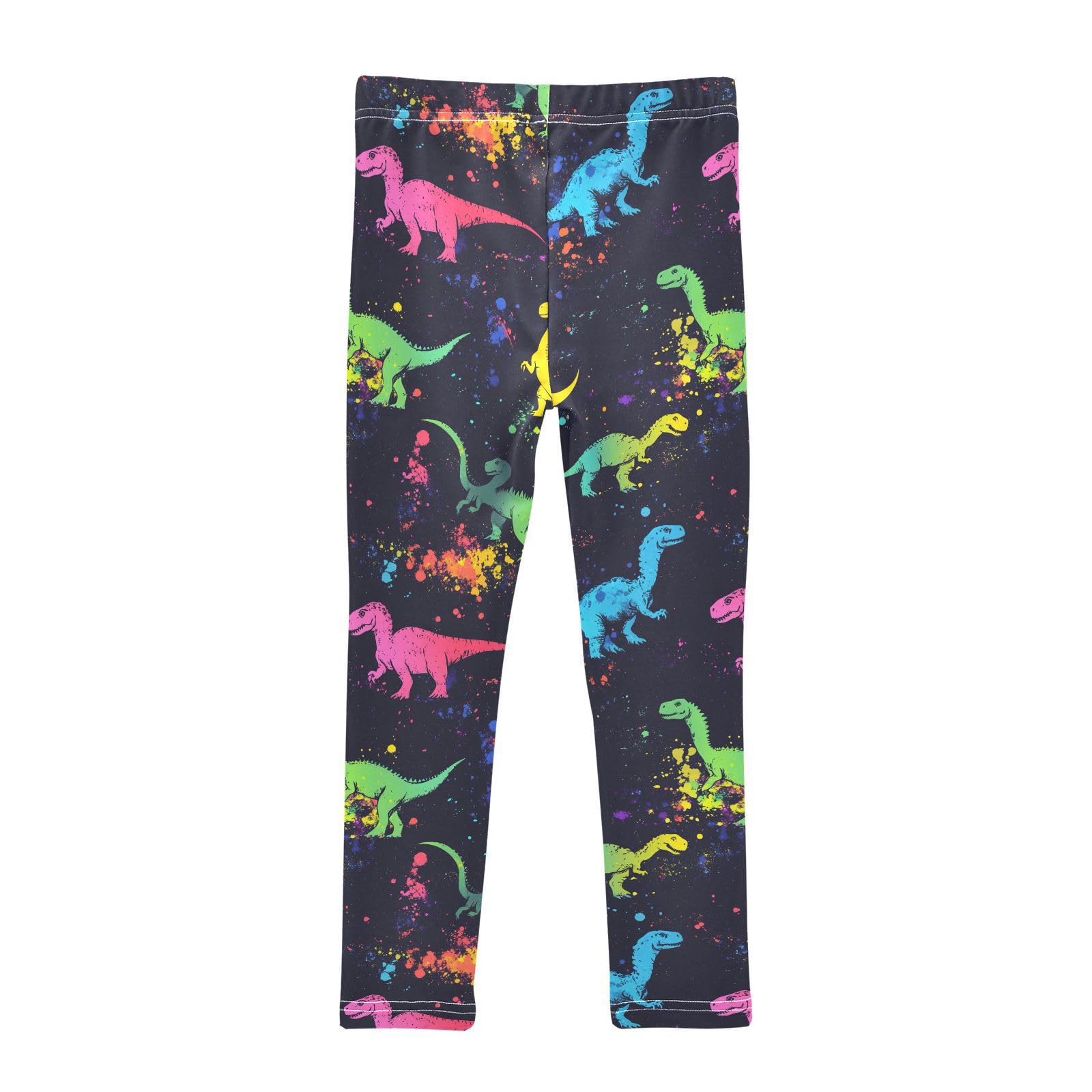 Wusikd Colorful Dinosaurs Girls' Leggings Toddler Doodles Funny Kids Yoga Pants Dance Active Tights 4T