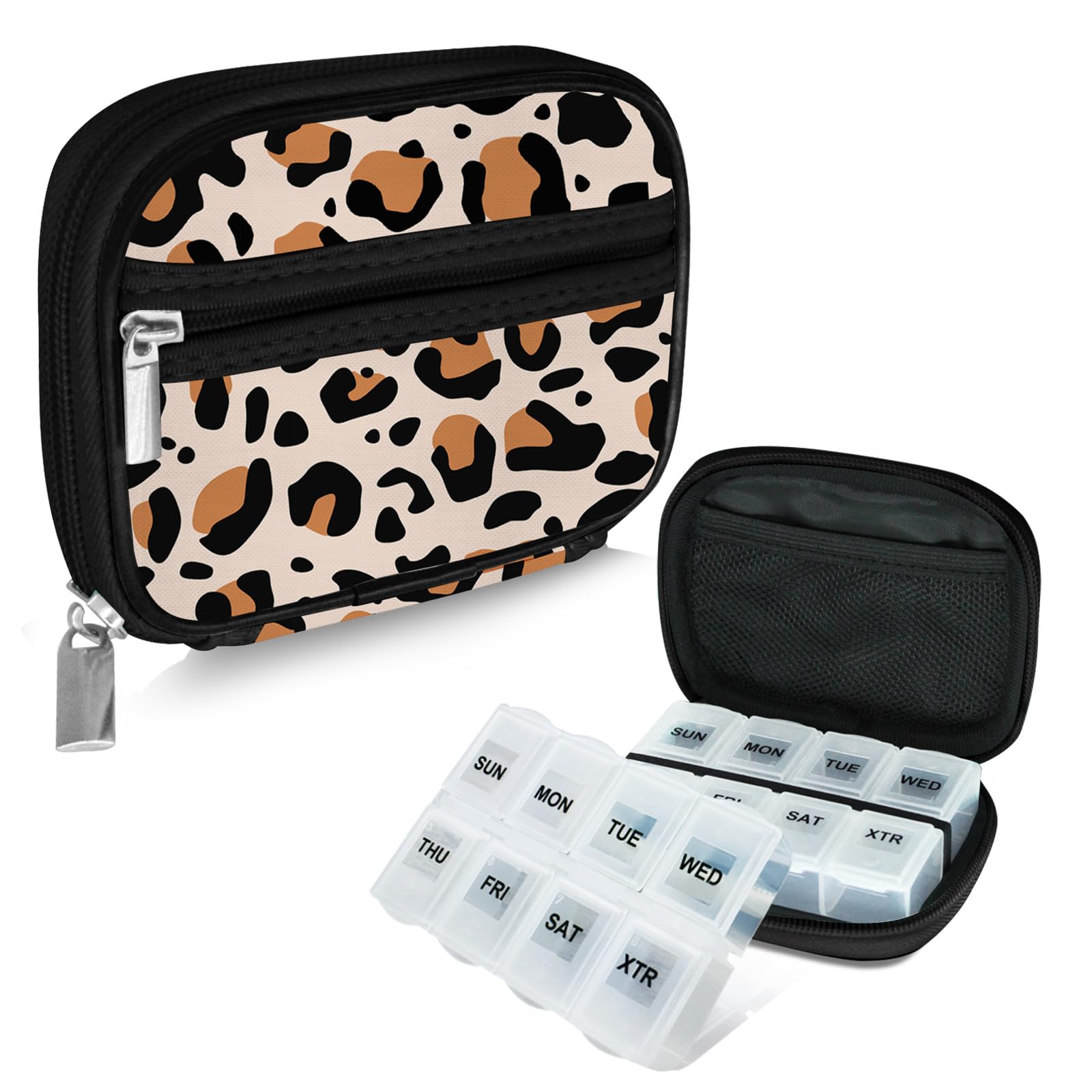 Serfeymi Weekly Travel Pill Organizer Pill Case for Purse with Removable 7 Day Pill Box, Fashionable Travel Medicine Organizer Pill Container for