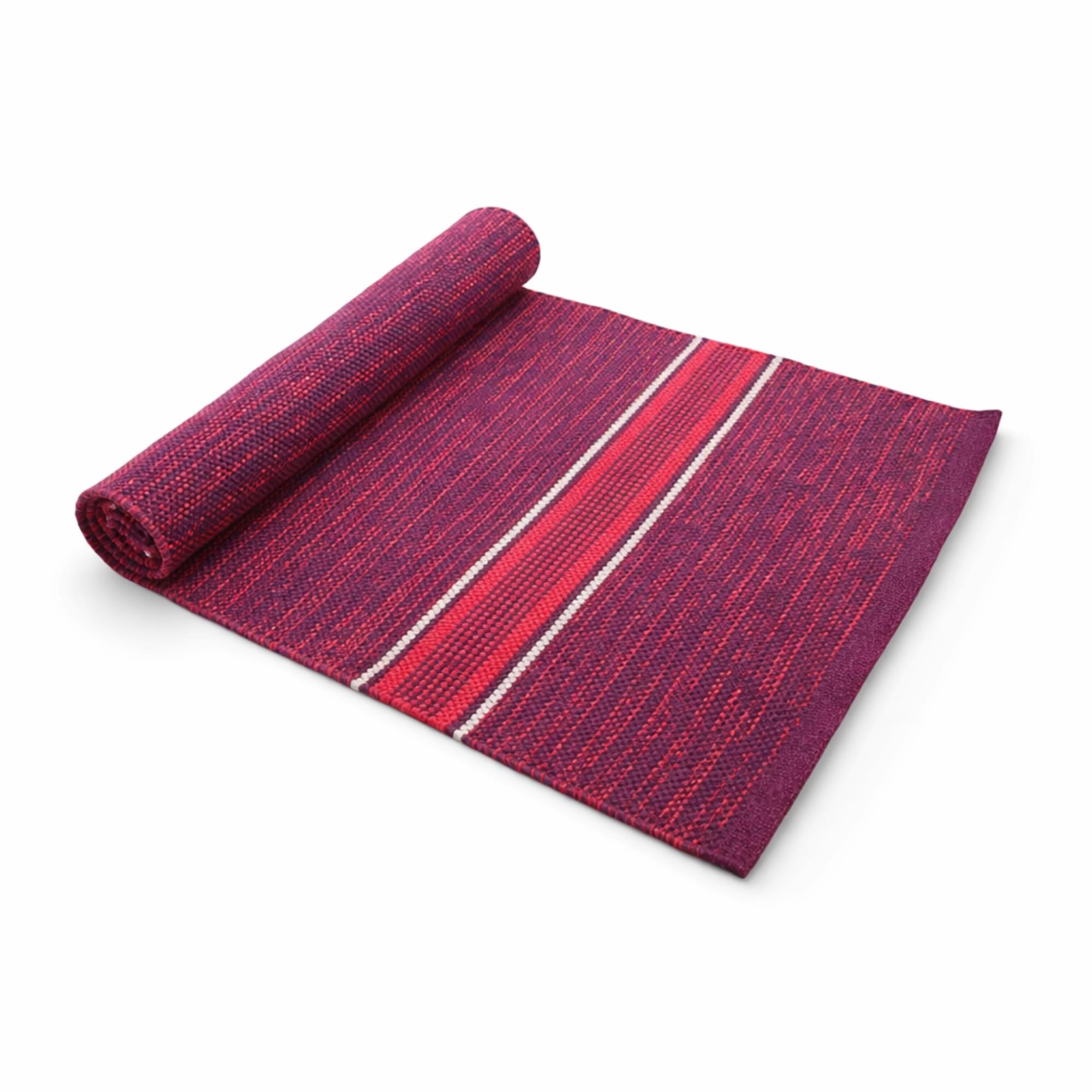 Yogikuti Handwoven Cotton Yoga Mat Rug – 100% Cotton Handmade Mat For Yoga, Meditation & Floor Exercise – Eco-Friendly Non-Slip Mat for Home, Meditation Space & Traditional Practice (Red)