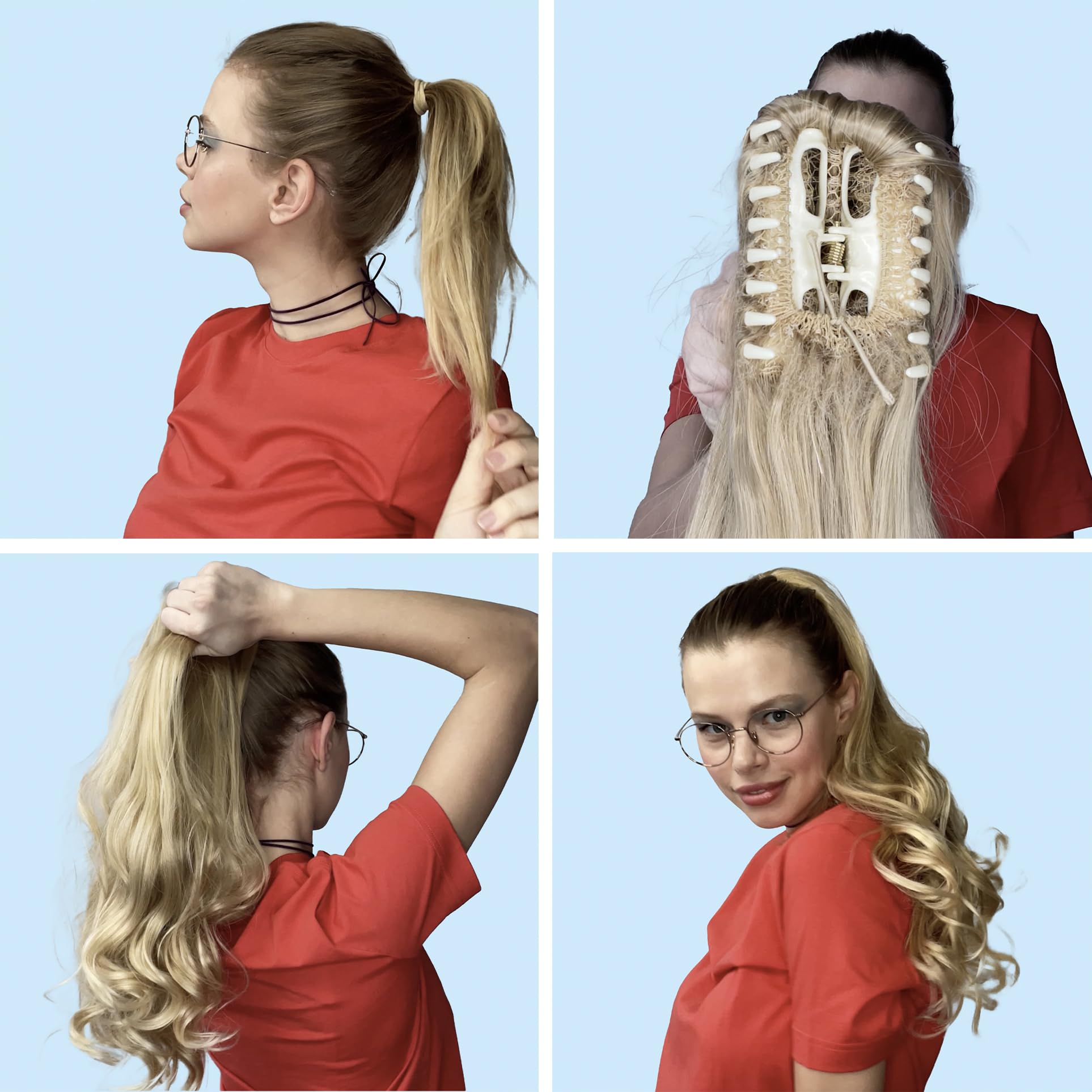 CAISHA 40cm Postizo Trenza Coleta Extensión De Cabello Voluminoso Ondulado Marrón Ombré H142