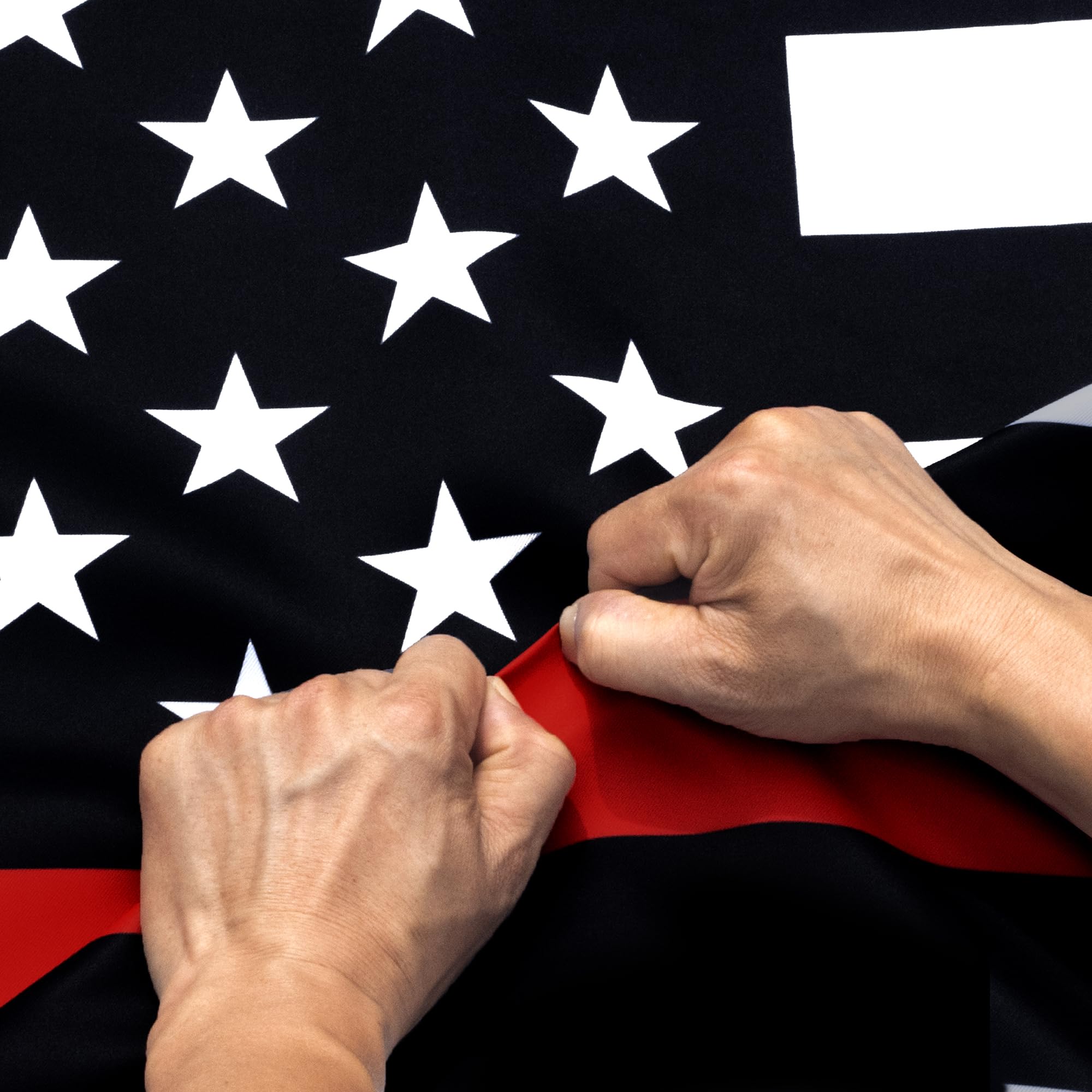 Anley Rip-Proof Double Sided 3-Ply Thin Red Line US National Flag 3x5 Foot - Vivid Color, Canvas Header and Wrinkle Resistant - The Strongest, Longest Lasting American Honoring Firefighter Flags 3 X 5 Ft