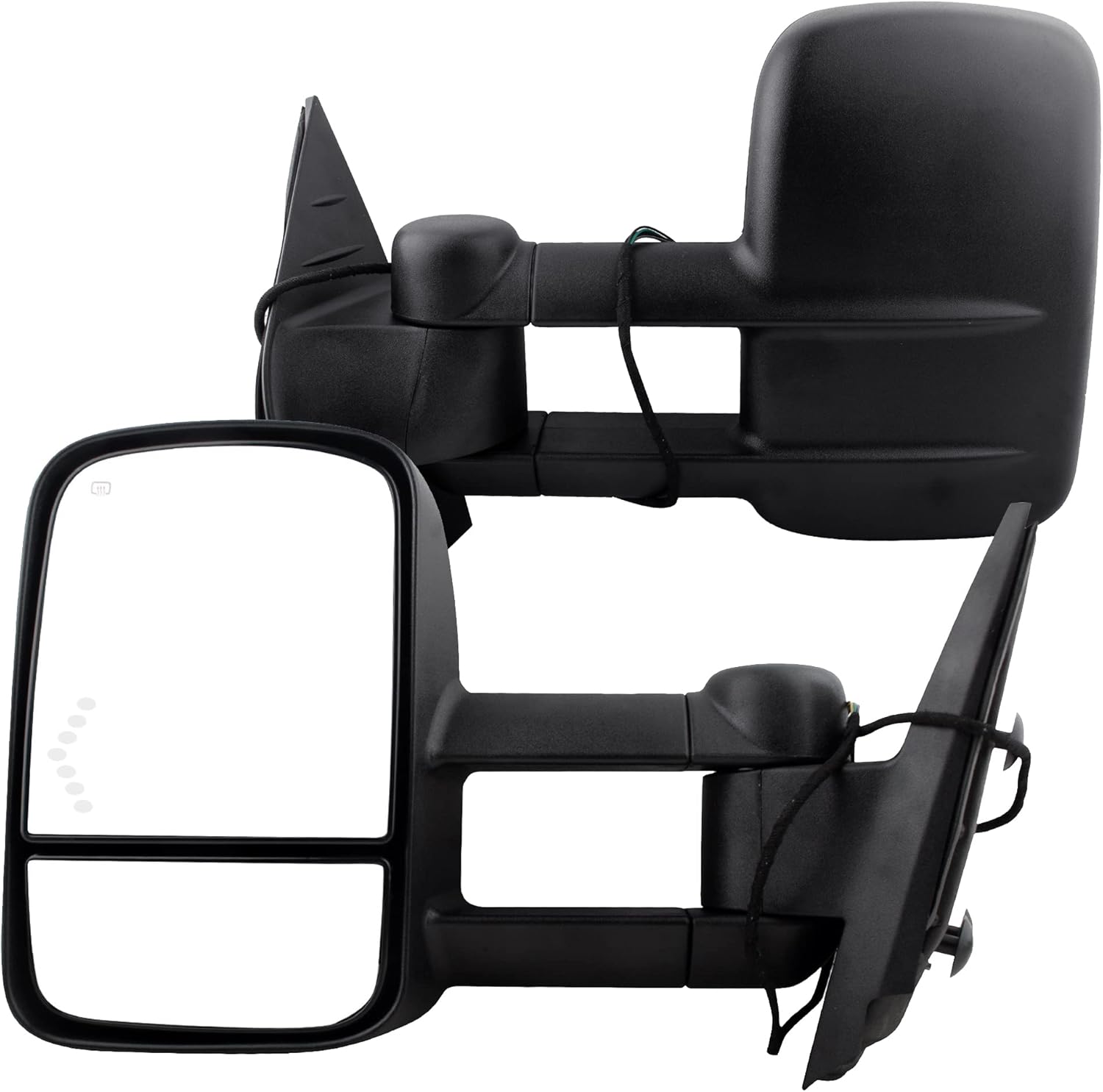 BOXI Left & Right Side Towing Mirror Power Heated Telescoping with LED Arrow Signal Light Fit for Chevy Silverado Tahoe Suburban Avalanche for GMC Sierra Yukon XL Denali 2007-2013 GM1320354 GM1321354