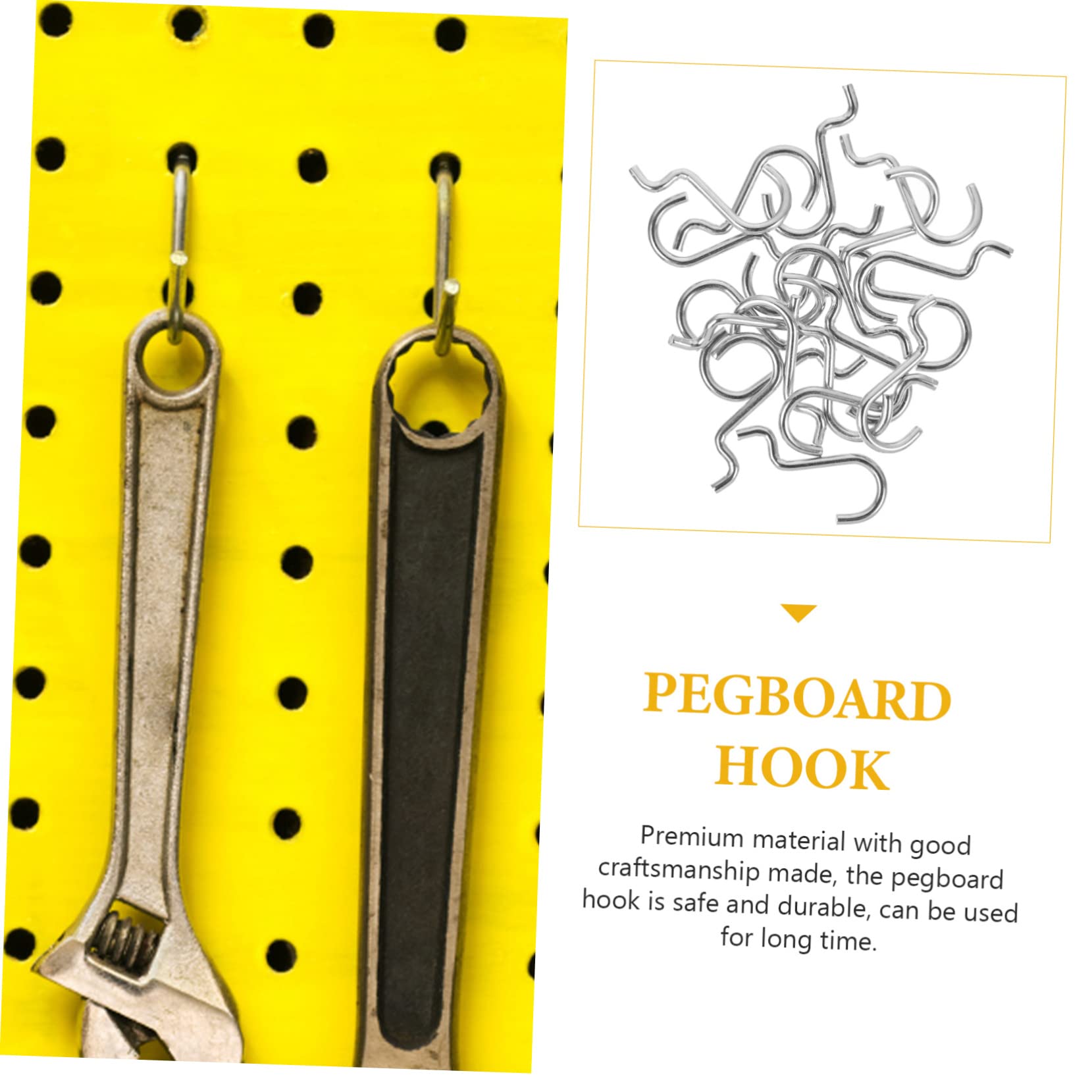 Produktbild von SOLUSTRE 50 J-förmige Pegboard-Haken Aus Kunststoff – Schwarz, 5x3,5 Cm, Für Werkstatt, Garage & Display