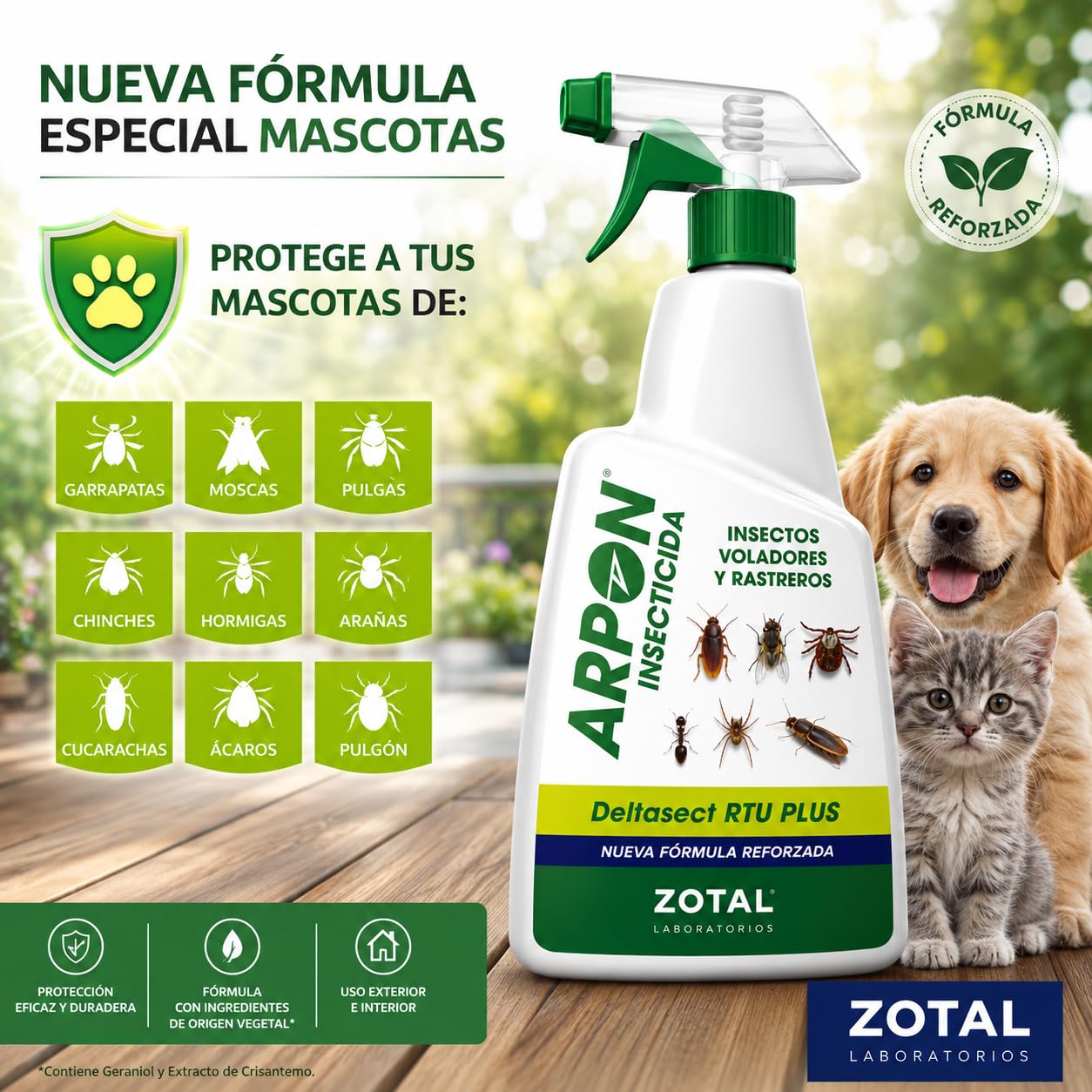 Spray Insecticida Moscas - Garrapatas - Pulgas – Control de Insectos Voladores y Rastreros | Deltasec RTU Plus 750 ml | Nueva Fórmula Reforzada | ARPON ZOTAL (Pack 6 Unidades (4500 ml))