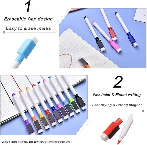 Miniatura 2 de Calendario acrílico para refrigerador de 12 x 12 pulgadas, pizarra magnética de borrado en seco con 8 marcadores